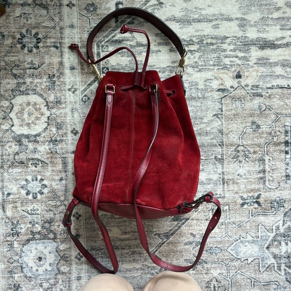 Elizabeth and James Cynnie suede Bucket Bag maroon red - Picture 3 of 16